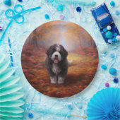 Bernedoodle im Herbst Leaves Fall Inspiriert Pappteller (Party)
