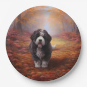 Bernedoodle im Herbst Leaves Fall Inspiriert Pappteller (Vorderseite)