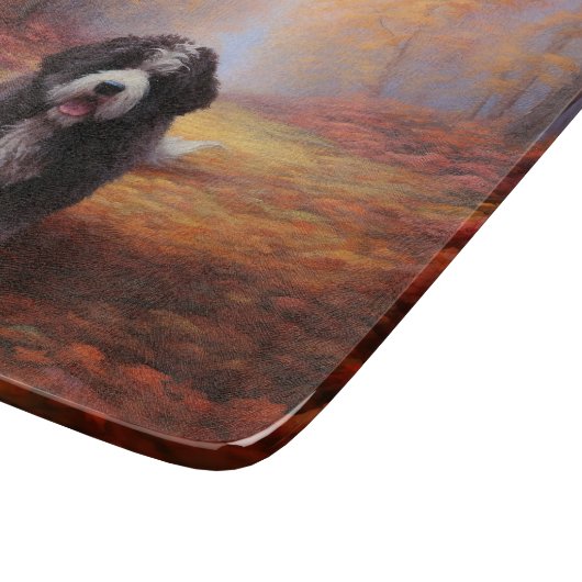 Bernedoodle im Herbst Leaves Fall Inspiriert Schneidebrett (Ecke)