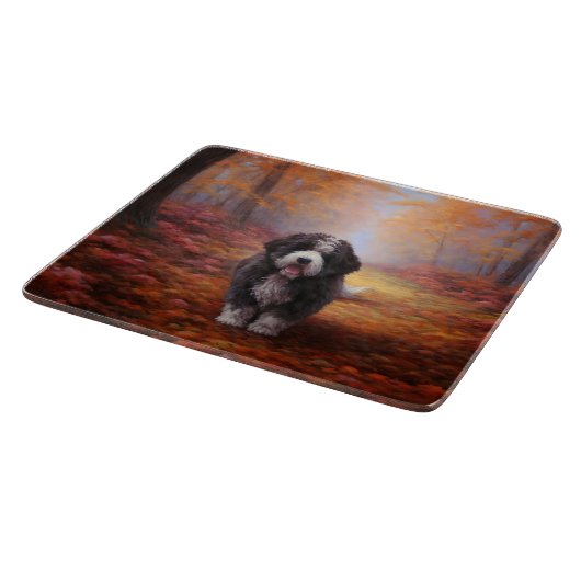 Bernedoodle im Herbst Leaves Fall Inspiriert Schneidebrett (Ecke)