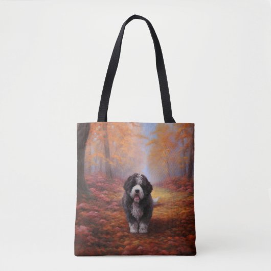 Bernedoodle im Herbst Leaves Fall Inspiriert Tasche (Vorderseite)