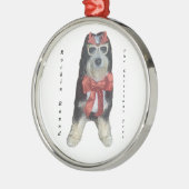 Bernedoodle im Weihnachtskostüm Ornament Aus Metall (Links)