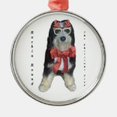 Bernedoodle im Weihnachtskostüm Ornament Aus Metall (Vorne)