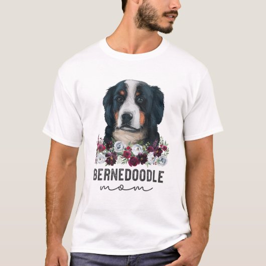 Bernedoodle Mama Hund Mama Floral T-Shirt (Vorderseite)