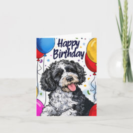 Bernedoodle mit Balloons Karte