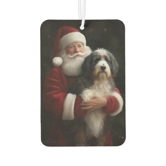Bernedoodle mit dem Weihnachtsmann Weihnachten Autolufterfrischer (Rückseite)