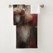 Bernedoodle mit dem Weihnachtsmann Weihnachten Badhandtuch Set (Insitu)