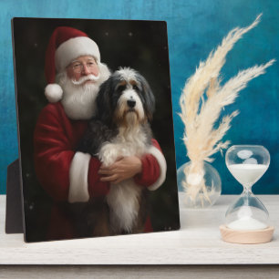 Bernedoodle mit dem Weihnachtsmann Weihnachten Fotoplatte