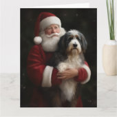 Bernedoodle mit dem Weihnachtsmann Weihnachten Karte (Vorderseite)