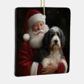 Bernedoodle mit dem Weihnachtsmann Weihnachten Keramikornament (Rechts)