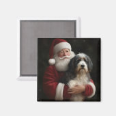 Bernedoodle mit dem Weihnachtsmann Weihnachten Magnet (Vorderseite/Rückseite)