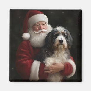 Bernedoodle mit dem Weihnachtsmann Weihnachten Magnet