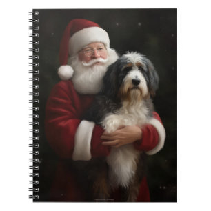 Bernedoodle mit dem Weihnachtsmann Weihnachten Notizblock