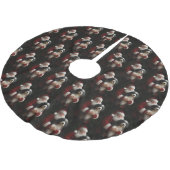 Bernedoodle mit dem Weihnachtsmann Weihnachten Polyester Weihnachtsbaumdecke (Schrägansicht)