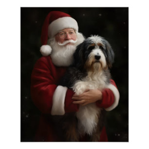 Bernedoodle mit dem Weihnachtsmann Weihnachten Poster