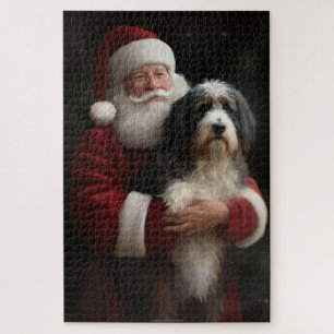 Bernedoodle mit dem Weihnachtsmann Weihnachten Puzzle