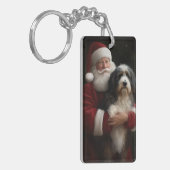 Bernedoodle mit dem Weihnachtsmann Weihnachten Schlüsselanhänger (Vorderseite links)