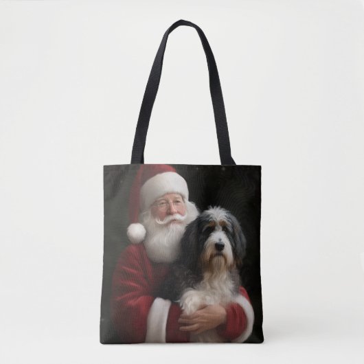 Bernedoodle mit dem Weihnachtsmann Weihnachten Tasche (Vorderseite)