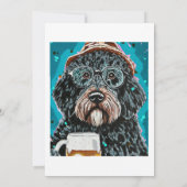 Bernedoodle mit einer Tasse Einladung (Rückseite)