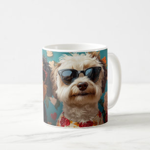 Bernedoodle mit Herz-Rose Valentinstag Kaffeetasse