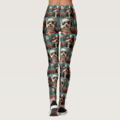 Bernedoodle mit Herz-Rose Valentinstag Leggings (Rückseite)