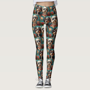 Bernedoodle mit Herz Rosen Valentinstag Leggings