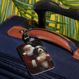 Bernedoodle mit Santa Claus Festliches Weihnachten Gepäckanhänger
