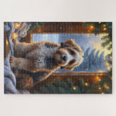 Bernedoodle mit Weihnachtsbeleuchtung Urlaub Puzzle (Horizontal)
