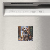 Bernedoodle mit Weihnachtslichtern Feiertag Magnet (In Situ (Geschirrspüler))