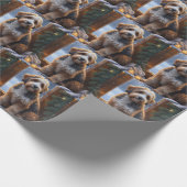 Bernedoodle mit Weihnachtslichtern Urlaub Geschenkpapier (Ecke)