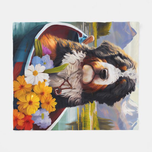 Bernedoodle on a Paddle: Ein Landschaftliches Aben Fleecedecke (Vorderseite (Horizontal))