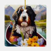 Bernedoodle on a Paddle: Ein Landschaftliches Aben Keramikornament (Rückseite)