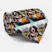 Bernedoodle on a Paddle: Ein Landschaftliches Aben Krawatte (Gerollt)