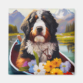 Bernedoodle on a Paddle: Ein Landschaftliches Aben Magnet (Vorne)