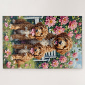 Bernedoodle Pfingstrosengarten Kunst Puzzle (Horizontal)