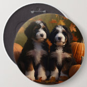 Bernedoodle Puppy Autumn Delight Pumpen Button (Vorne & Hinten)