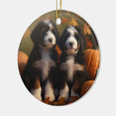 Bernedoodle Puppy Autumn Delight Pumpen Keramik Ornament (Links)