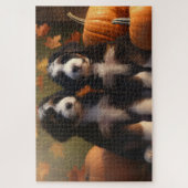 Bernedoodle Puppy Autumn Delight Pumpen Puzzle (Vertikal)