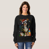 Bernedoodle Reindeer Christmas Lights Funny Dog Xm Sweatshirt (Vorne ganz)