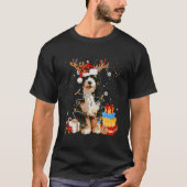 Bernedoodle Reindeer Christmas Lights Funny Dog Xm T-Shirt (Vorderseite)