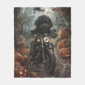 Bernedoodle Riding Motorrad Halloween Beängstigend Fleecedecke (Vorderseite)