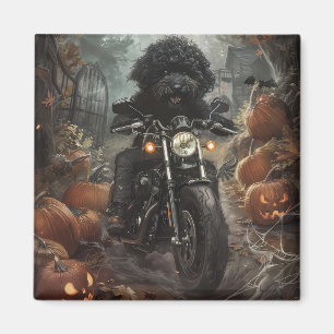 Bernedoodle Riding Motorrad Halloween Beängstigend Magnet