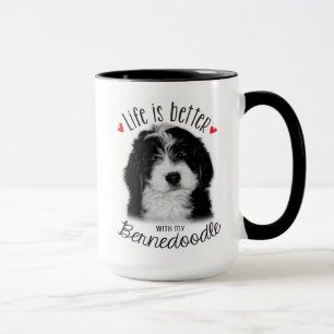 Bernedoodle schwarz-weiß 15oz Kaffeemaschine Tass Tasse