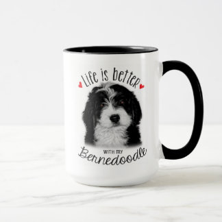 Bernedoodle schwarz-weiß 15oz Kaffeemaschine Tasse