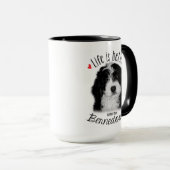 Bernedoodle schwarz-weiß 15oz Kaffeemaschine Tasse (VorderseiteRechts)