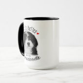 Bernedoodle schwarz-weiß 15oz Kaffeemaschine Tasse (Vorderseite Links)