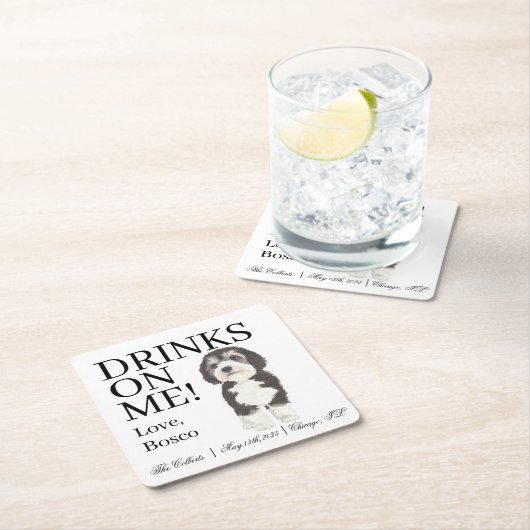 Bernedoodle Sheepadoodle Wedding Rechteckiger Pappuntersetzer (Vor Ort)