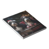 Bernedoodle Snowy Sleigh Weihnachtsdekor Notizblock (angewinkelt)