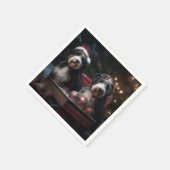 Bernedoodle Snowy Sleigh Weihnachtsdekor Serviette (Ecke)