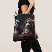 Bernedoodle Snowy Sleigh Weihnachtsdekor Tasche (Von Nahem)